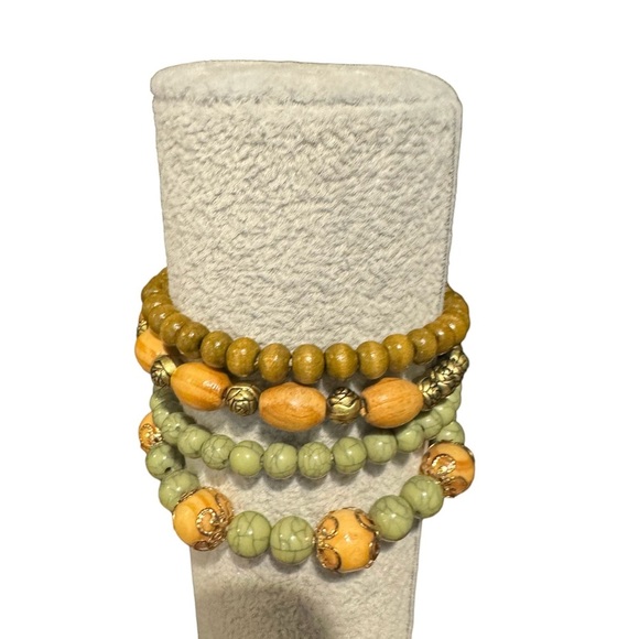 Boho Green Tree of Life Beacelet Set - Picture 2 of 2